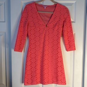 Lily Pulitzer NWOT V-Neck Coral Mini Dress XS
